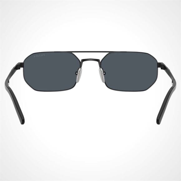 New PRADA Sunglasses Black Metal Mens Grey Lens Square Pilot 55-19-140mm - Picture 4 of 5